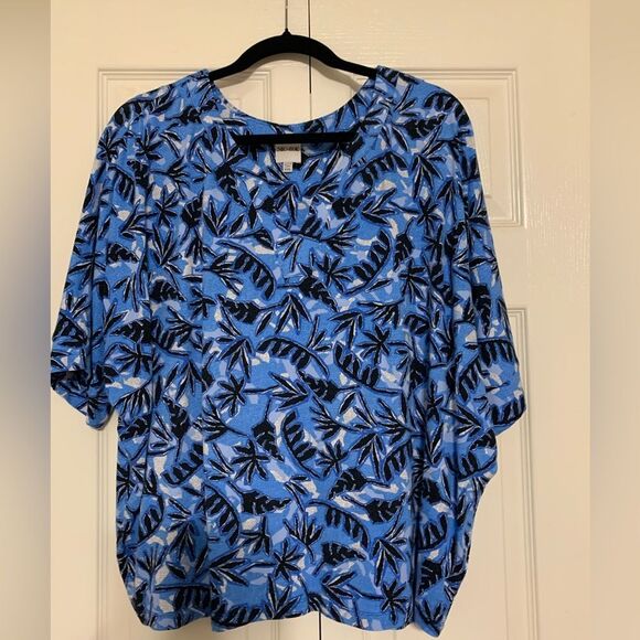 NIC+ZOE Tops - Nic + Zoe Coastal Vines Black & Blue Dolman Sleeve Top XXL #546